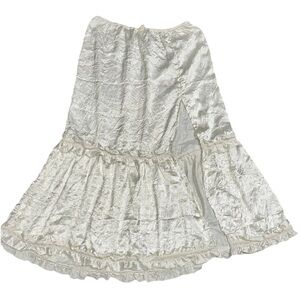 Urban Outfitters L Satin Midi Skirt Slit Ruffle Velour Fairy Grunge Whimsigoth